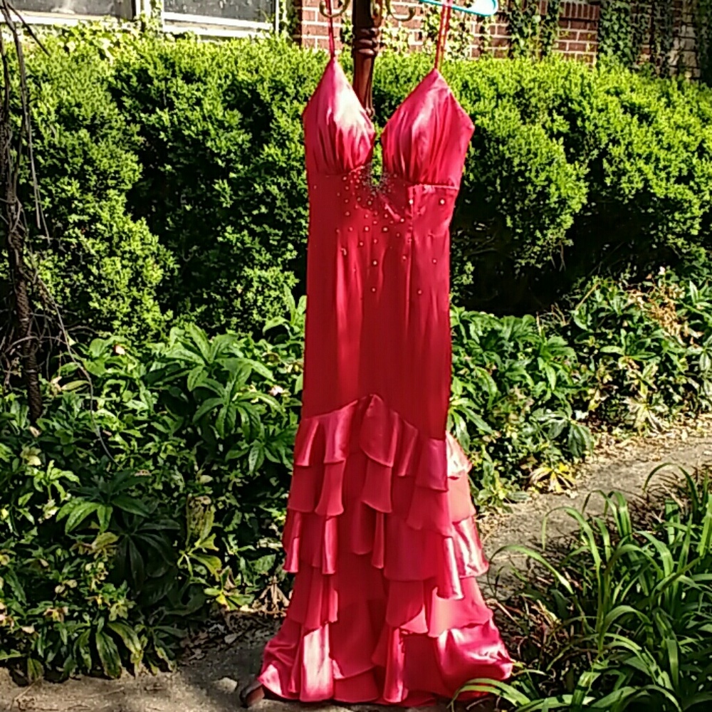 New With Tags Night Moves Long Satin/Chiffon Dress